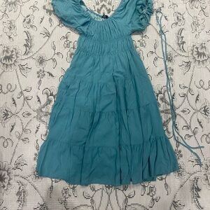 Blue Ruffle Maxi Dress for Women